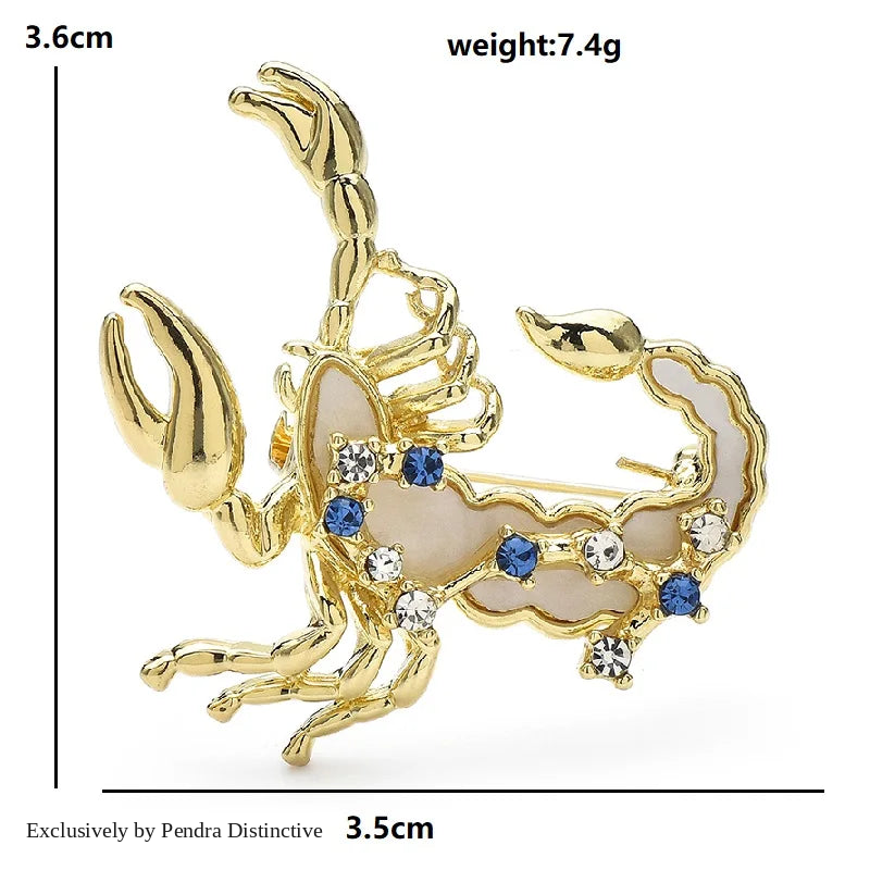 PENDRA Scorpio Blue Rhinestone Zodiac Brooch