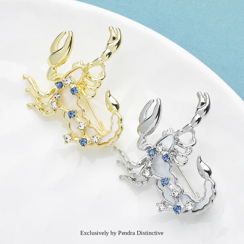PENDRA Scorpio Blue Rhinestone Zodiac Brooch
