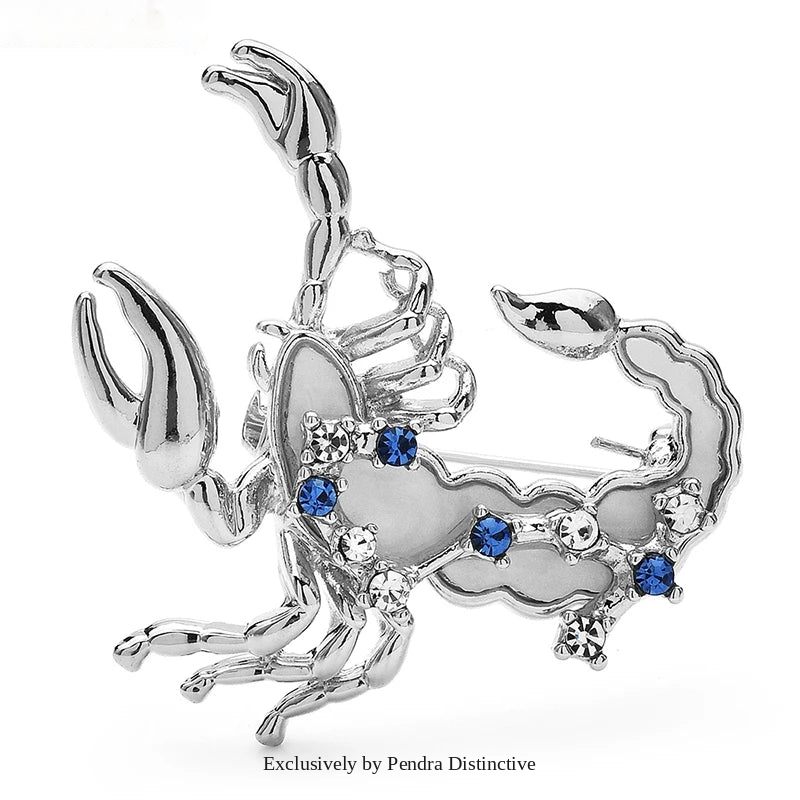 PENDRA Scorpio Blue Rhinestone Zodiac Brooch