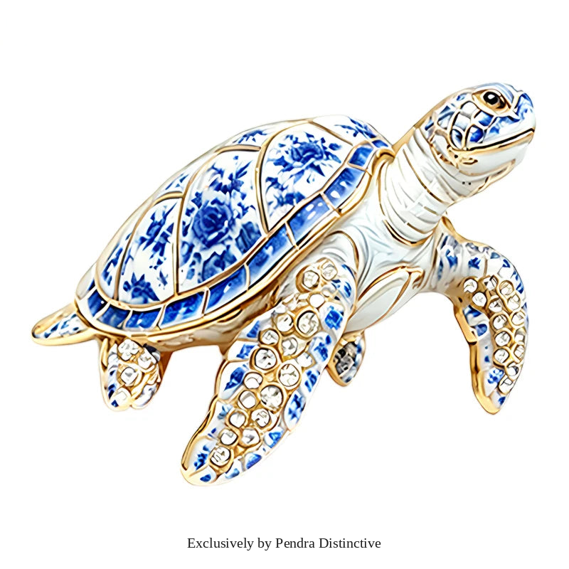 PENDRA Sea Turtle Rhinestone Brooch
