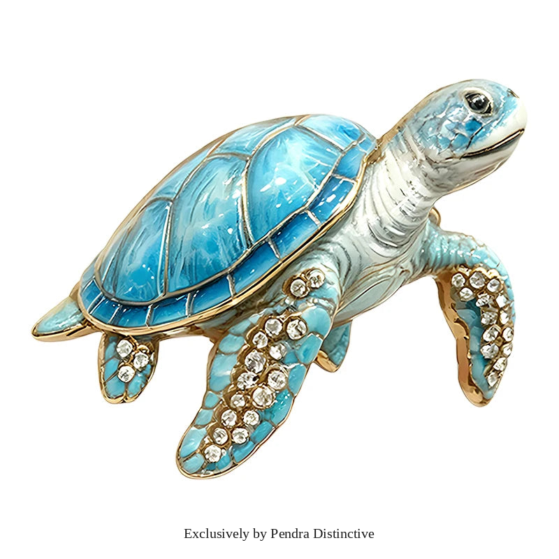 PENDRA Sea Turtle Rhinestone Brooch