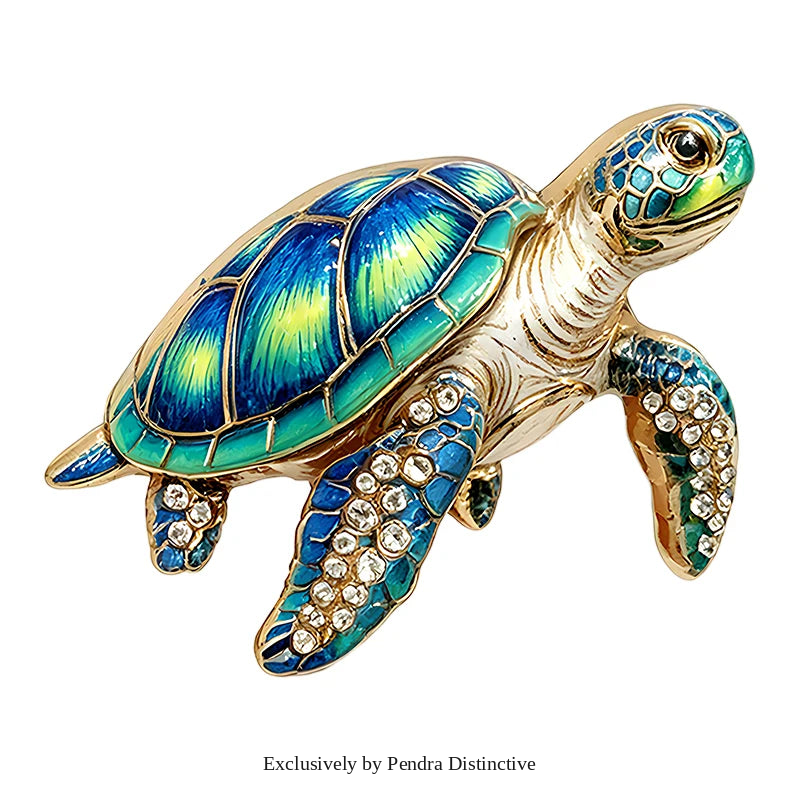 PENDRA Sea Turtle Rhinestone Brooch