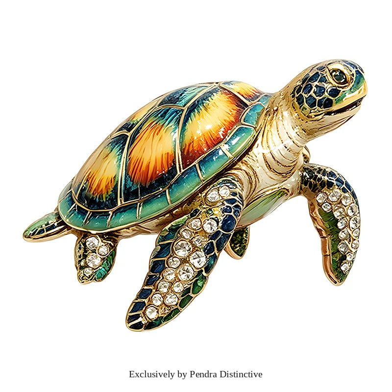 PENDRA Sea Turtle Rhinestone Brooch