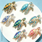 PENDRA Sea Turtle Rhinestone Brooch