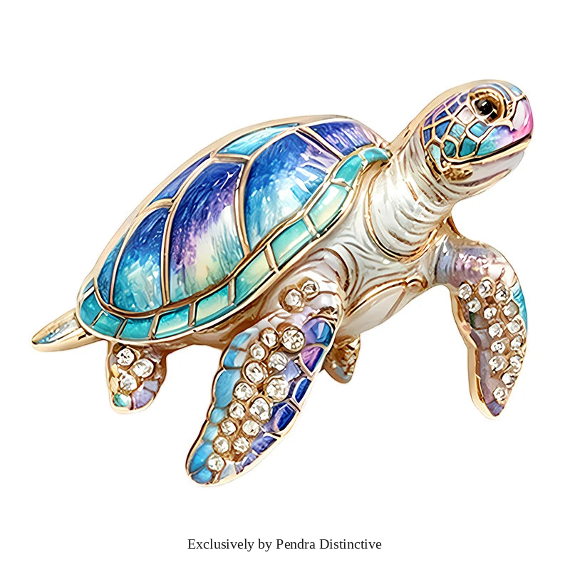 PENDRA Sea Turtle Rhinestone Brooch