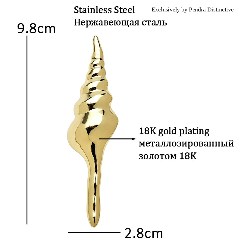 PENDRA Seashell Conch Stainless Steel Brooch