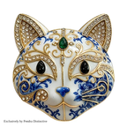 PENDRA Selene Enamel Rhinestone Cat Brooch
