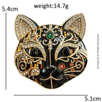 PENDRA Selene Enamel Rhinestone Cat Brooch