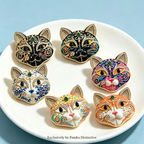 PENDRA Selene Enamel Rhinestone Cat Brooch