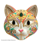 PENDRA Selene Enamel Rhinestone Cat Brooch