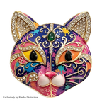PENDRA Selene Enamel Rhinestone Cat Brooch