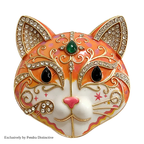 PENDRA Selene Enamel Rhinestone Cat Brooch