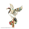 PENDRA Serene Crane Rhinestone Bird Brooch