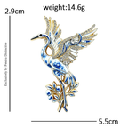 PENDRA Serene Crane Rhinestone Bird Brooch
