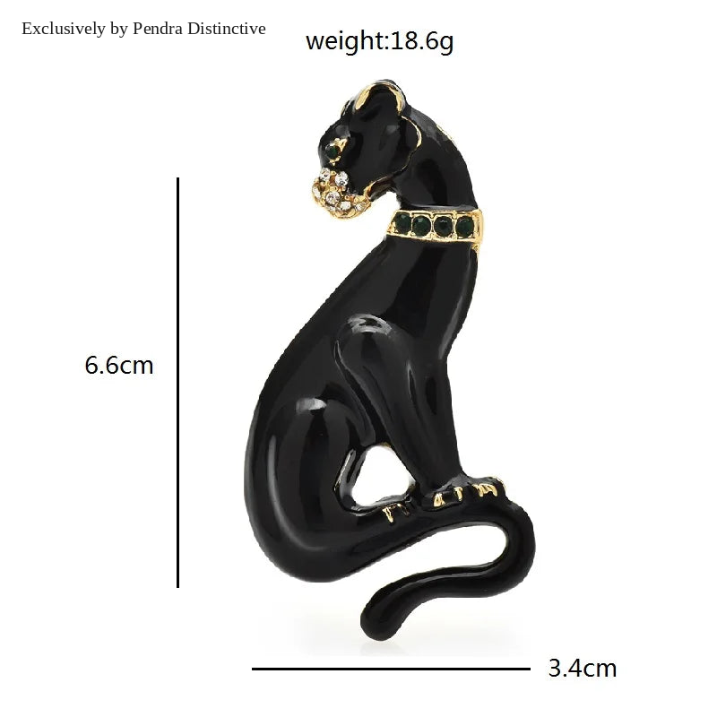 PENDRA Shadowclaw Enamel Leopard Brooch