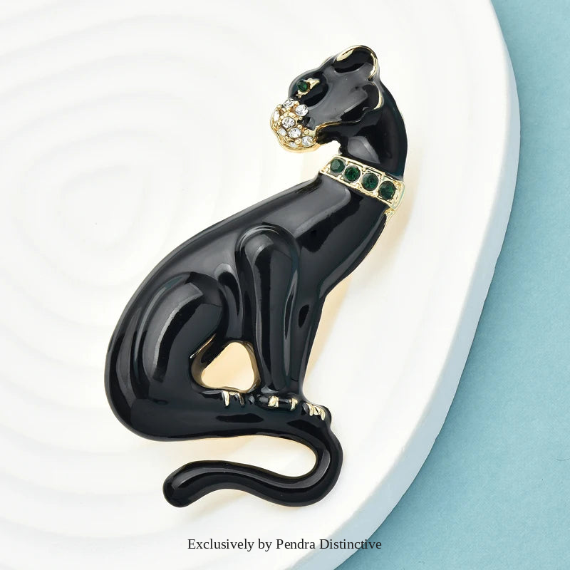 PENDRA Shadowclaw Enamel Leopard Brooch