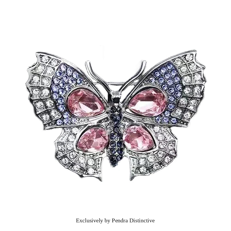 PENDRA Shimmering Butterfly Rhinestone Brooch