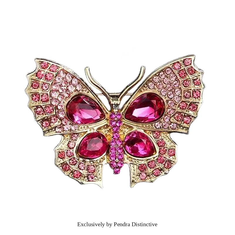 PENDRA Shimmering Butterfly Rhinestone Brooch