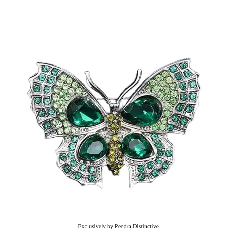 PENDRA Shimmering Butterfly Rhinestone Brooch