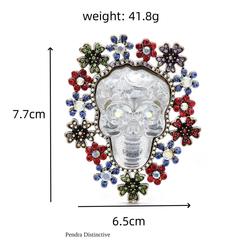 PENDRA Big Heavy Enamel Flower Wrench Jewelry Badge Brooch