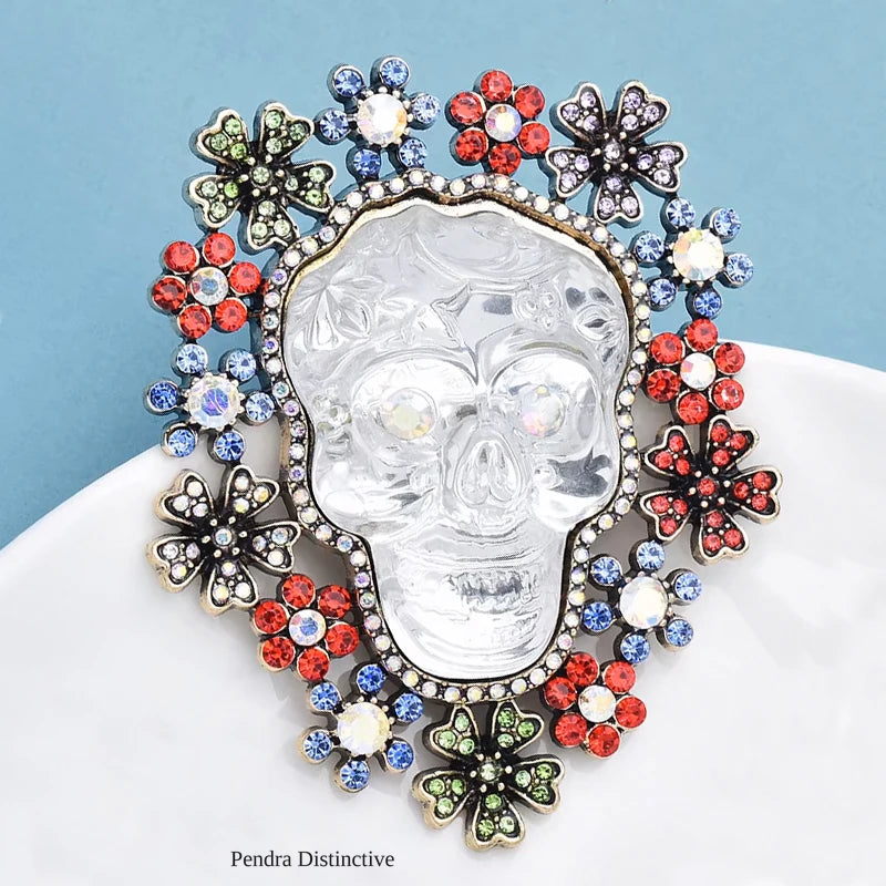 PENDRA Big Heavy Enamel Flower Wrench Jewelry Badge Brooch