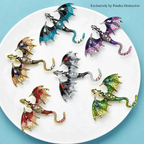 PENDRA Skyfire Rhinestone Dragon Brooch