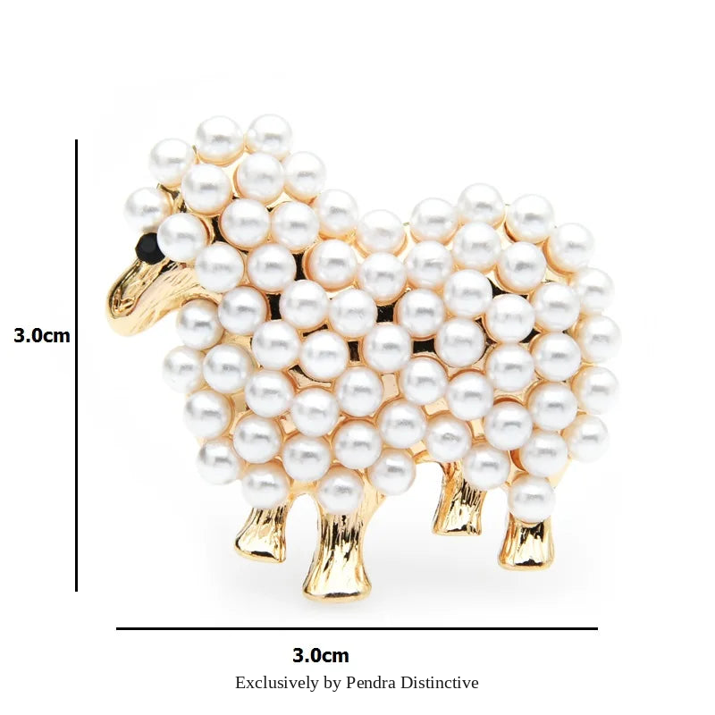 PENDRA Small Pearl Sheep Brooch