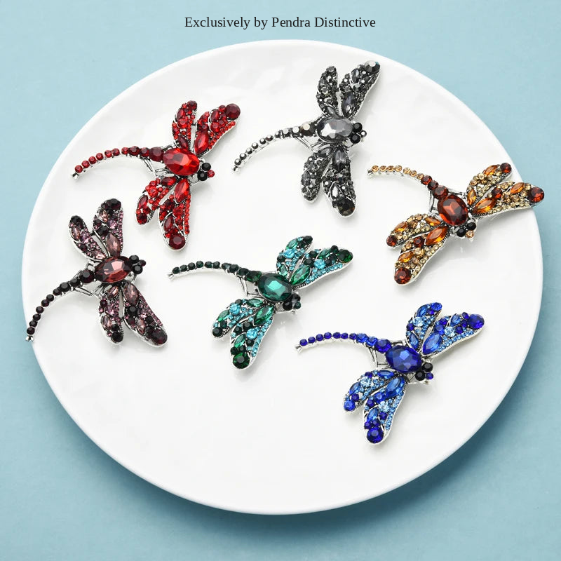 PENDRA Smaller Size Crystal Dragonfly Brooch