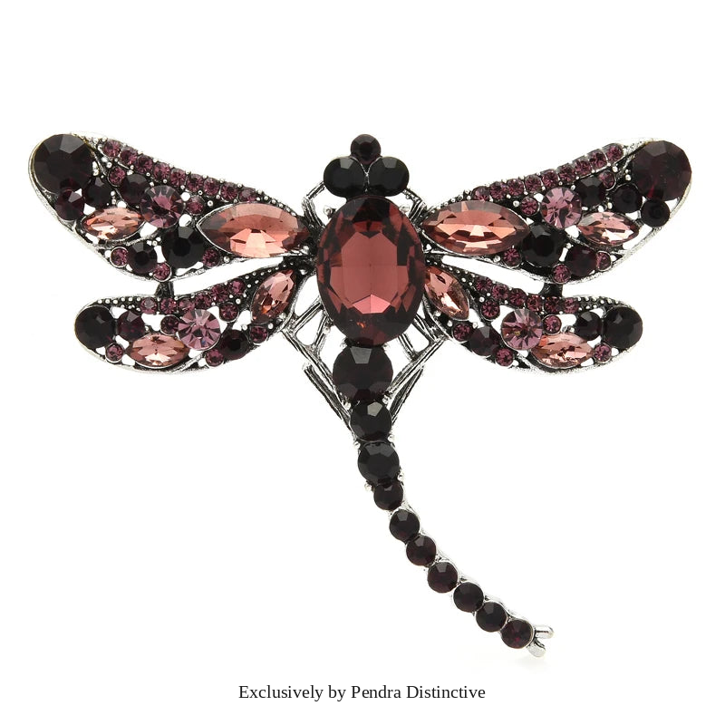 PENDRA Smaller Size Crystal Dragonfly Brooch