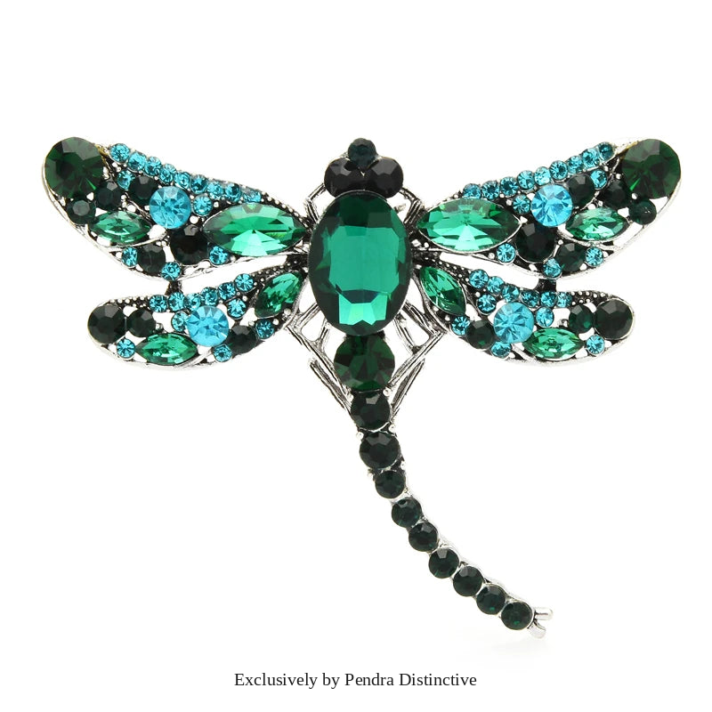 PENDRA Smaller Size Crystal Dragonfly Brooch