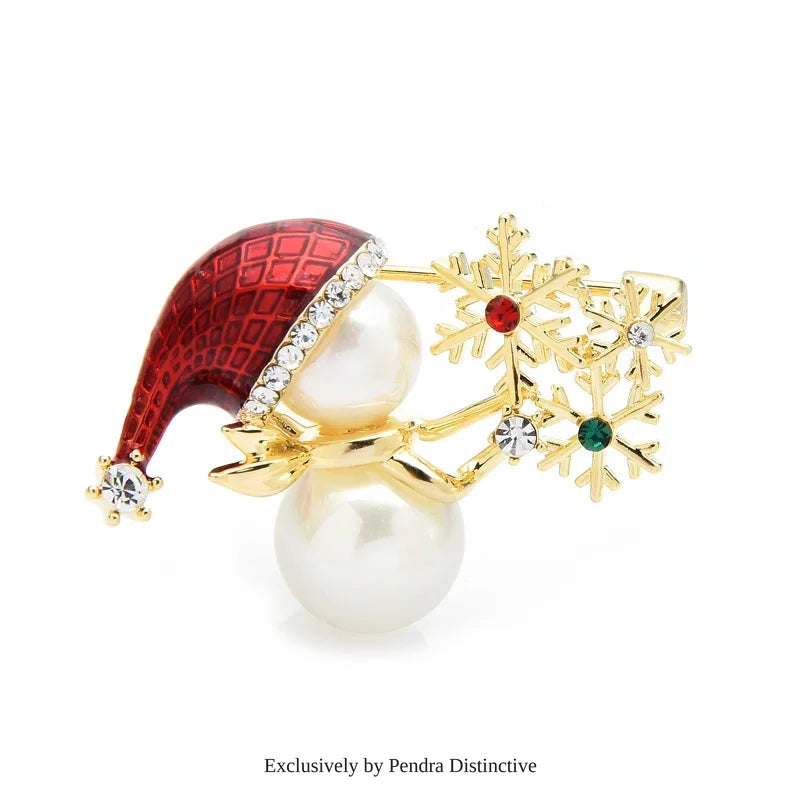 PENDRA Enamel Snowflake Snowman New Brooch