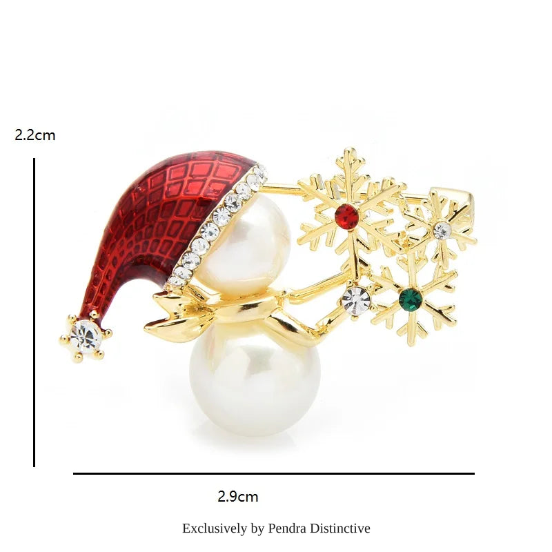 PENDRA Enamel Snowflake Snowman New Brooch