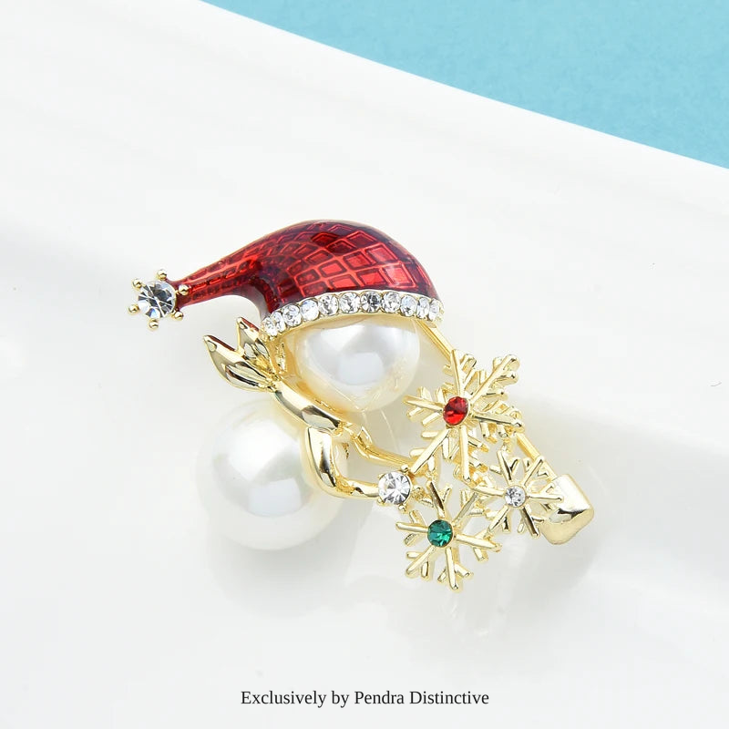 PENDRA Enamel Snowflake Snowman New Brooch