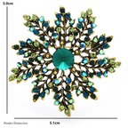 PENDRA Snowelle Green Rhinestone Snowflake Brooch