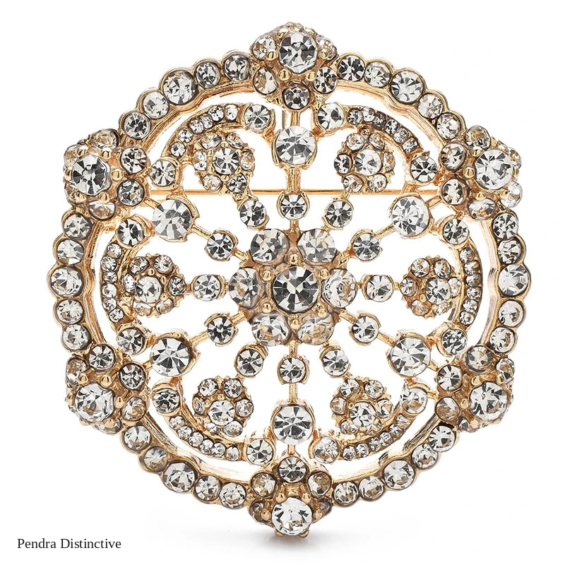 PENDRA Snowelle Sparkling Rhinestone Snowflake Brooch