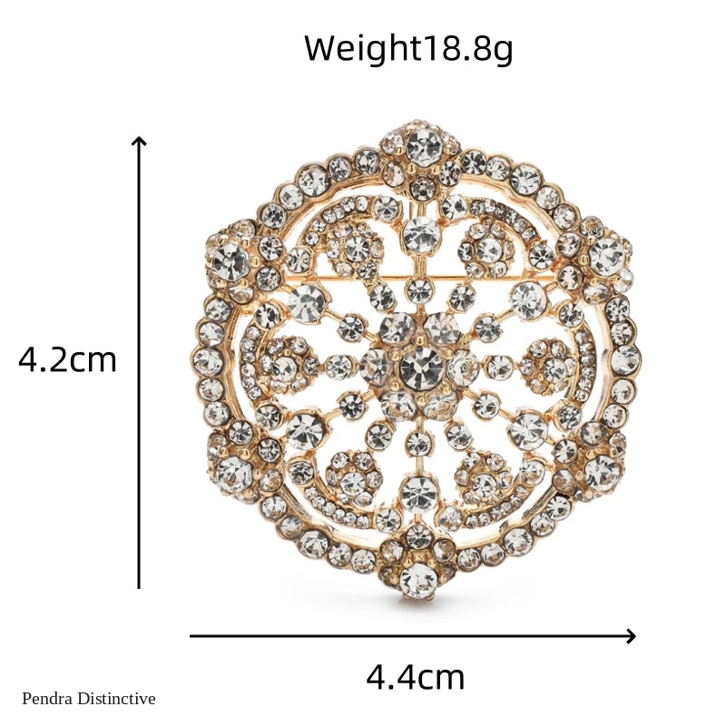 PENDRA Snowelle Sparkling Rhinestone Snowflake Brooch