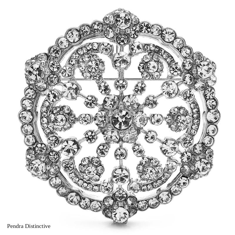 PENDRA Snowelle Sparkling Rhinestone Snowflake Brooch