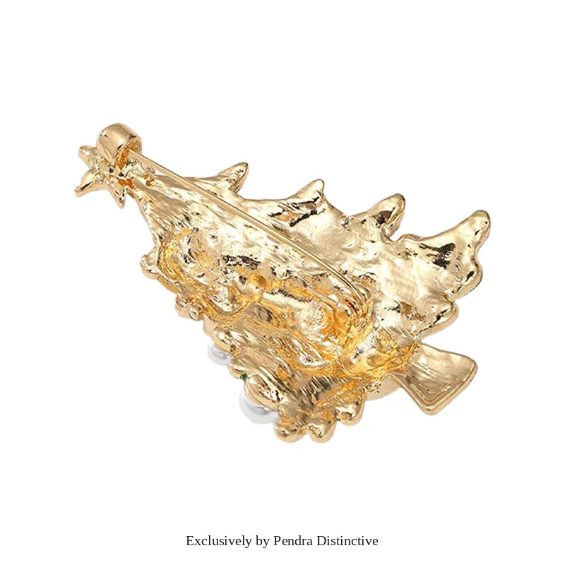 PENDRA Snowman Rhinestone Enamel Christmas Tree Brooch