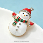PENDRA Cute Enamel Snowman Brooch