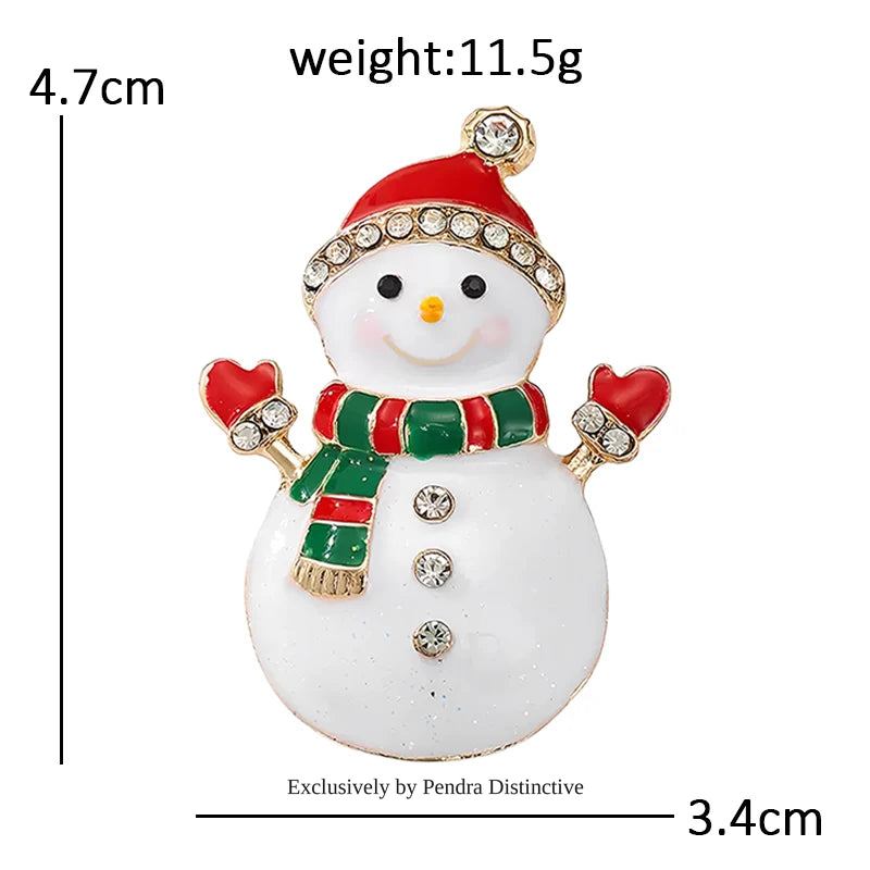 PENDRA Cute Enamel Snowman Brooch
