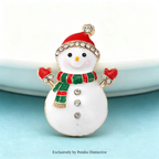 PENDRA Cute Enamel Snowman Brooch