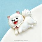 PENDRA Snowpup Enamel Running Dog Brooch