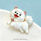 PENDRA Snowpup Enamel Running Dog Brooch