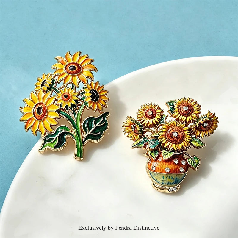 PENDRA Solara 2-Design Sunflower Brooch