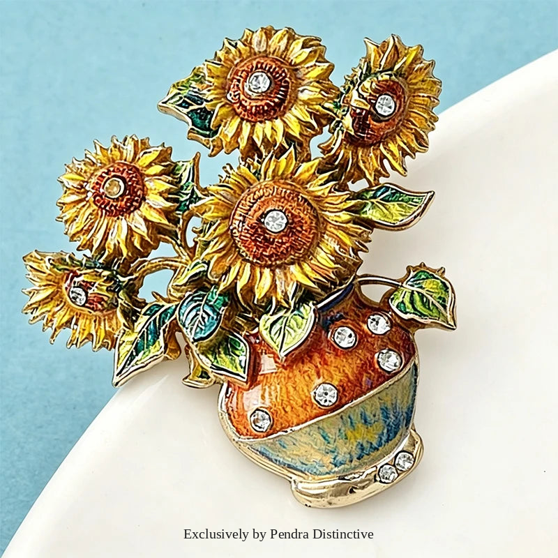 PENDRA Solara 2-Design Sunflower Brooch