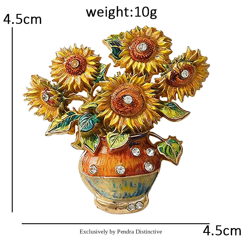PENDRA Solara 2-Design Sunflower Brooch