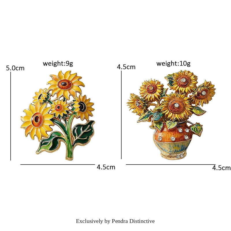 PENDRA Solara 2-Design Sunflower Brooch