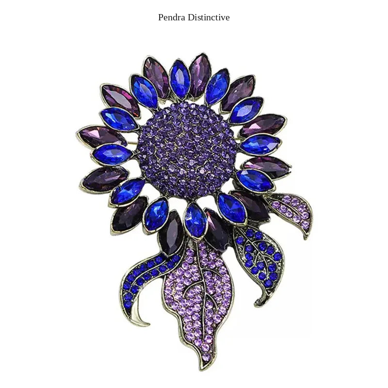 PENDRA Solara Big Blue Sunflower Brooch