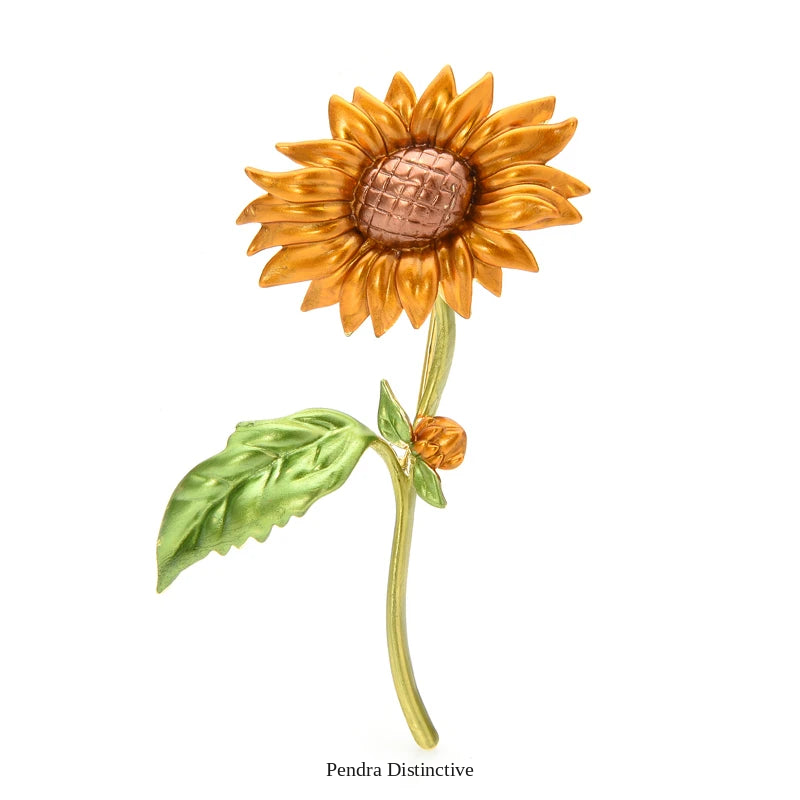 PENDRA Solara New Enamel Sunflower Brooch