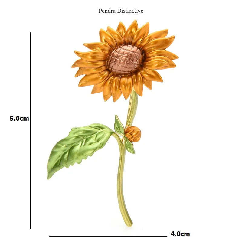 PENDRA Solara New Enamel Sunflower Brooch